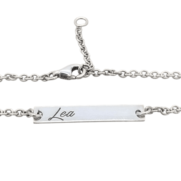 Personalized Sterling silver horizontal flat bar bracelet with or without cubic