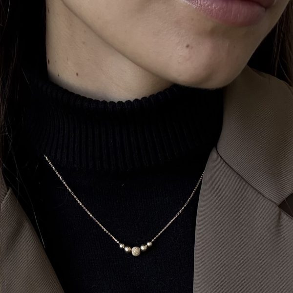 Graduated 5 Gold Balls Necklace - Image 2