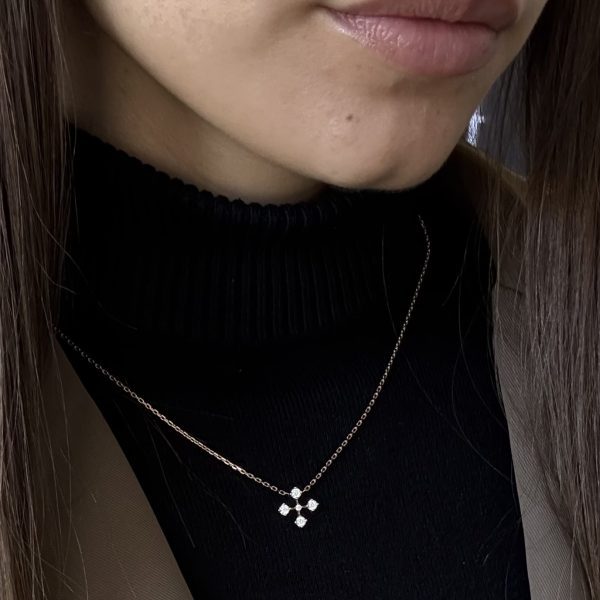 Cross Moissanite 9ct Yellow Gold Necklace