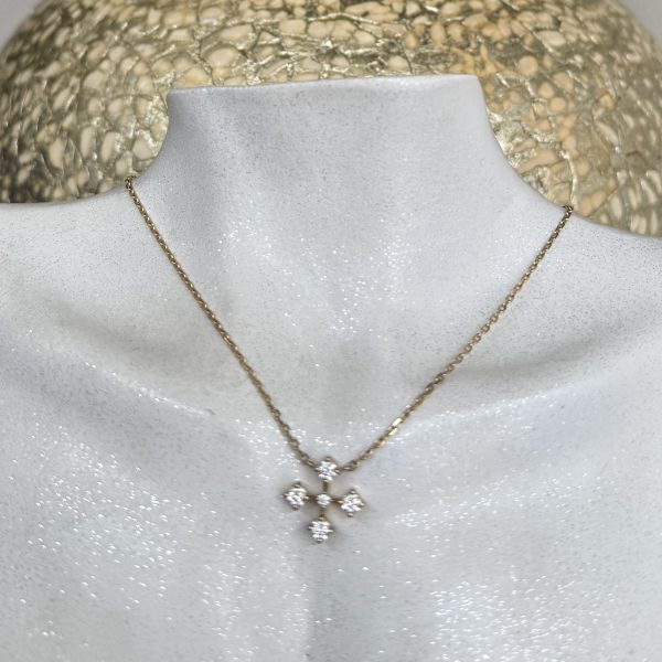 Cross Moissanite 9ct Yellow Gold Necklace - Image 2