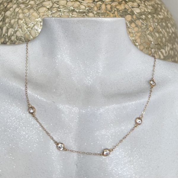5 Cubics in 9ct Yellow Gold Chain
