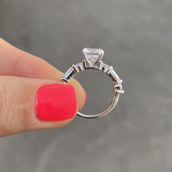 Round Solitaire Baguettes Band - Image 2