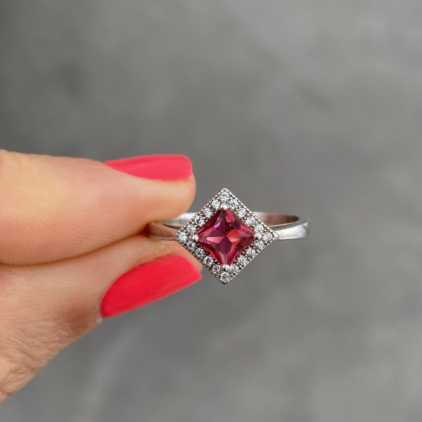 Red Princess Halo Antique Ring