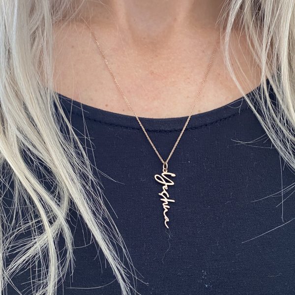 Personalised Vertical Cut Out Nini Name Necklace