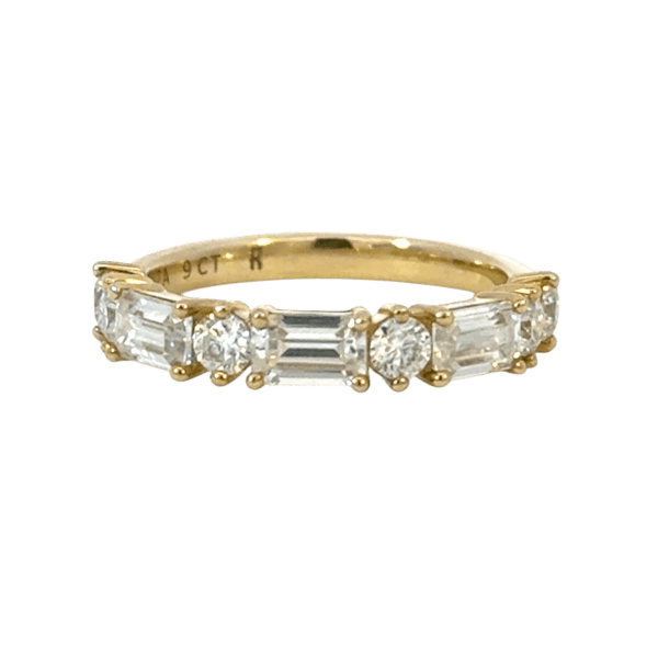 9ct Yellow Gold Emerald & Round Eternity