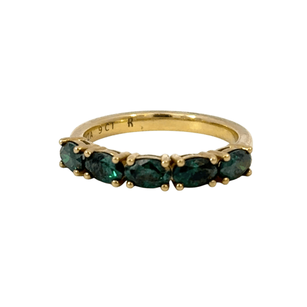 Green Oval Moissanites Eternity Ring