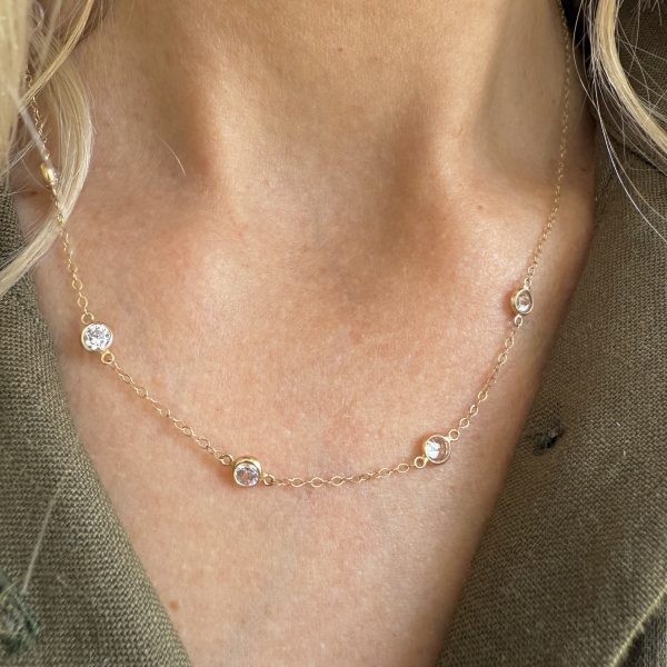 5 Cubics in 9ct Yellow Gold Chain