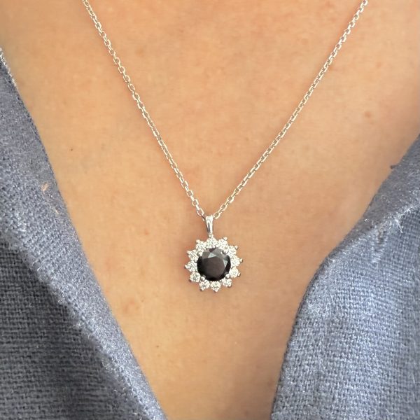 9ct White Gold Floral Halo Necklace