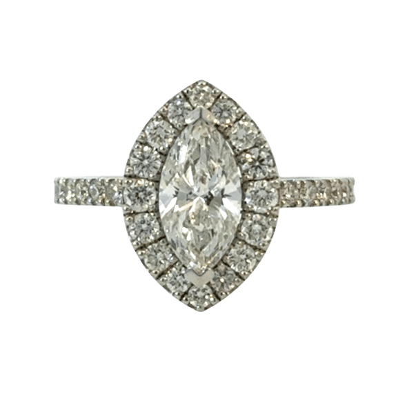 9ct White Gold Marquise Halo Ring