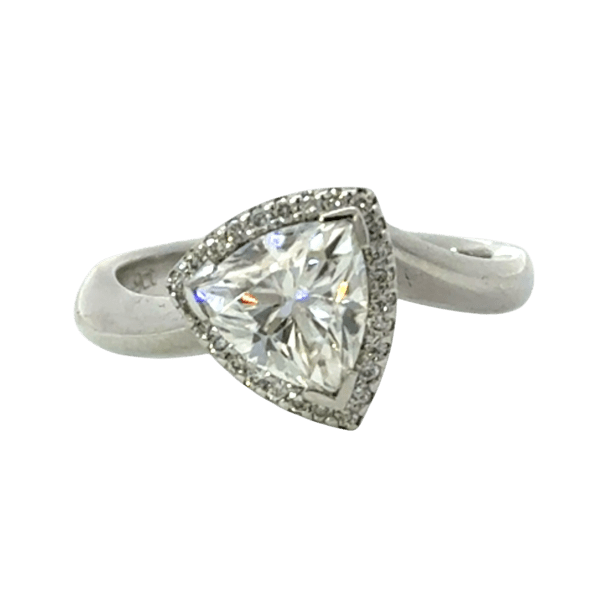 7*7 Trilliant Moissanite & Natural Diamonds Halo