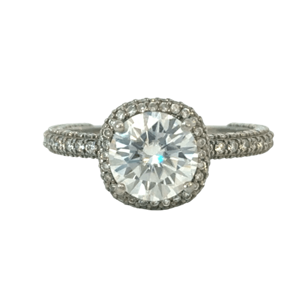 18ct White Gold 3 Way Band Round Halo Ring