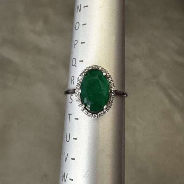 Green Oval Halo Ring