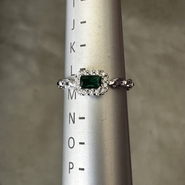 Green CZ Halo Ring Curb Band