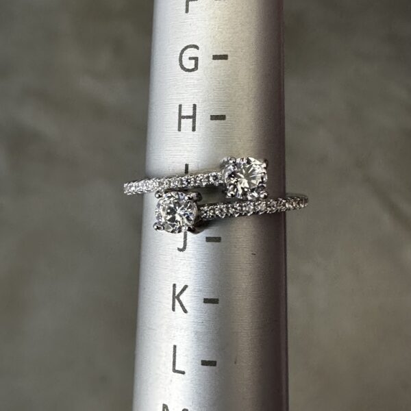 Cross Over Two Round CZ Ring