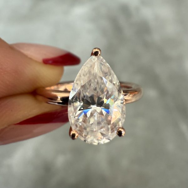 2ct White Pear Moissanite Solitaire Ring