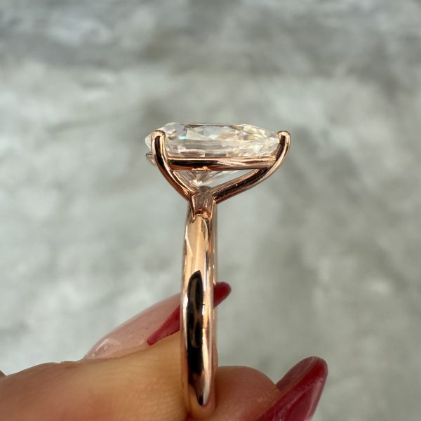 2ct White Pear Moissanite Solitaire Ring - Image 3