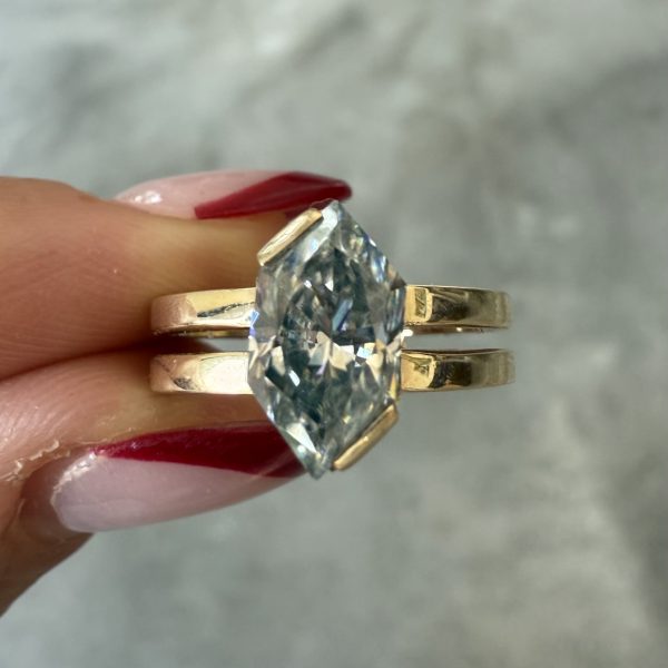3ct Dutch Marquise Light Blue Moissanite Ring