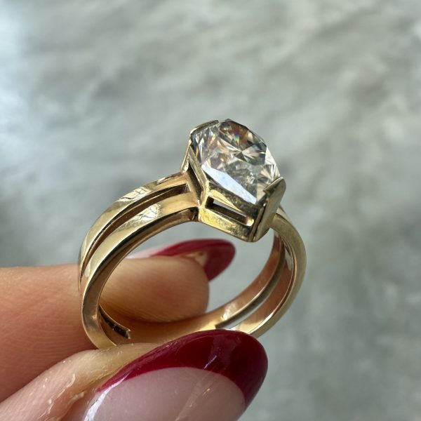 3ct Dutch Marquise Light Blue Moissanite Ring - Image 3