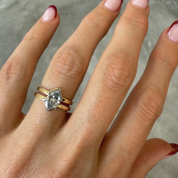 3ct Dutch Marquise Light Blue Moissanite Ring - Image 2