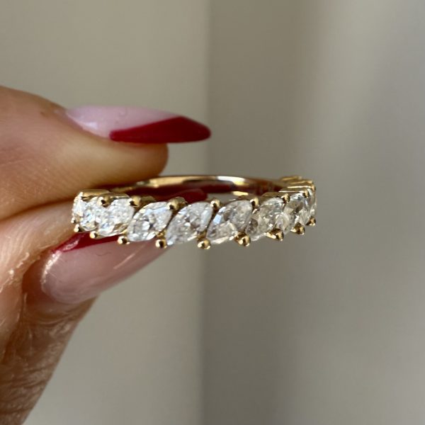 Marquise Slanted Moissanites Eternity Ring