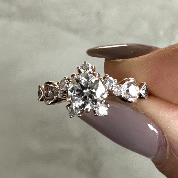 Art Deco Floral Halo Ring