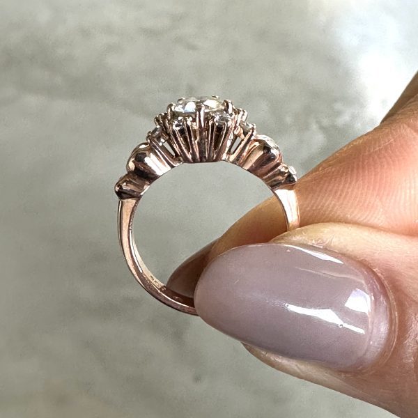 Art Deco Floral Halo Ring - Image 2