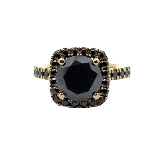 Black Moissanites Soft Square Halo Ring