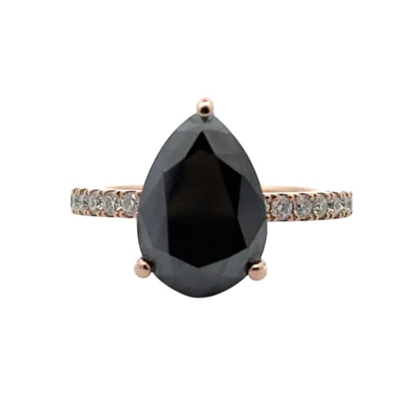 Black Pear Moissanite 4ct Solitaire Smalls in Band