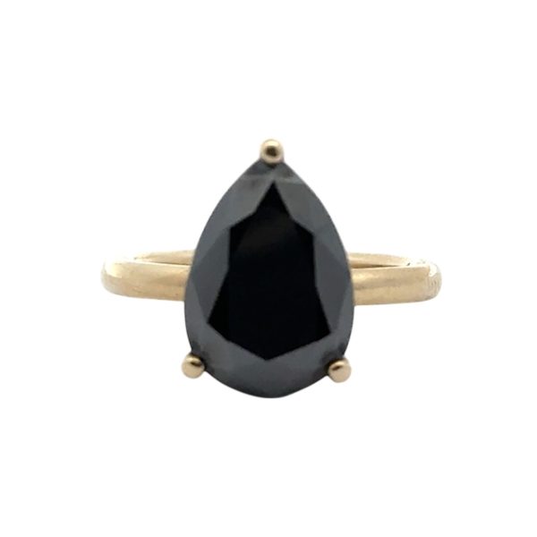 4ct Black Pear Shape Moissanite Solitaire Ring
