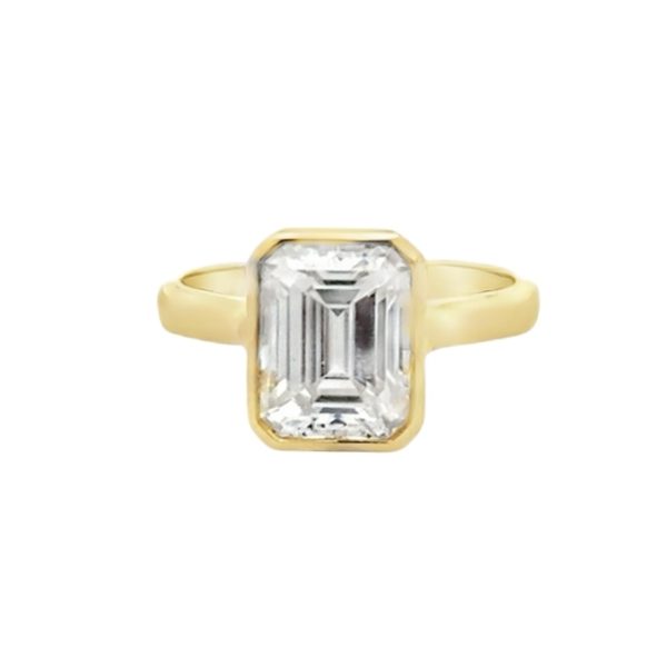 Emerald Cut 3ct Moiss Tube Setting Solitaire
