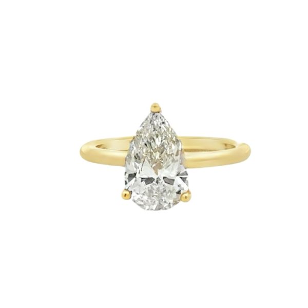 9ct Yellow Gold Solitaire 2.01ct H;VS1 Pear Lab Diamond Ring