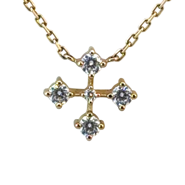 Cross Moissanite 9ct Yellow Gold Necklace