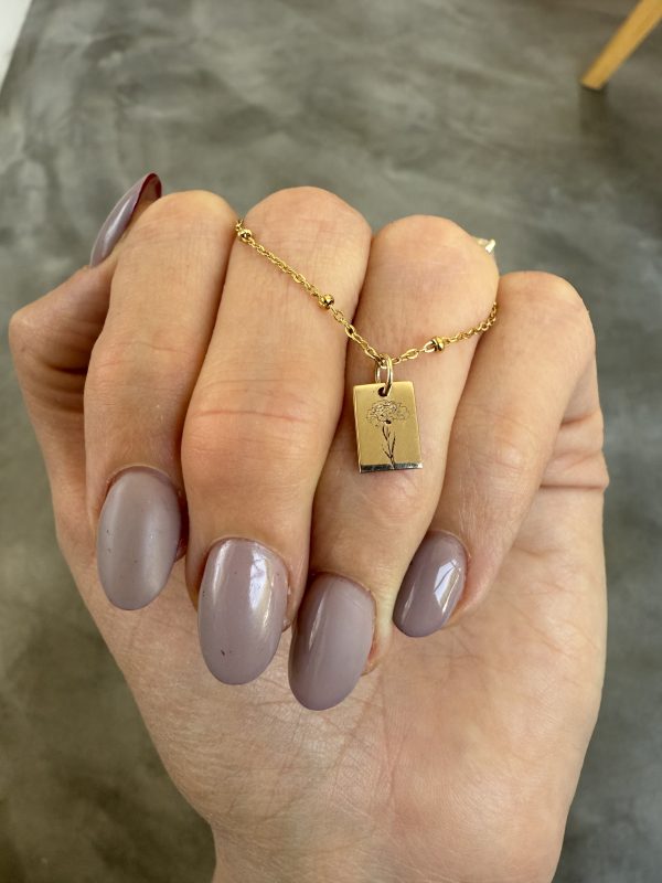 9ct Gold Rectangle Disc on Steel Chain - Image 2