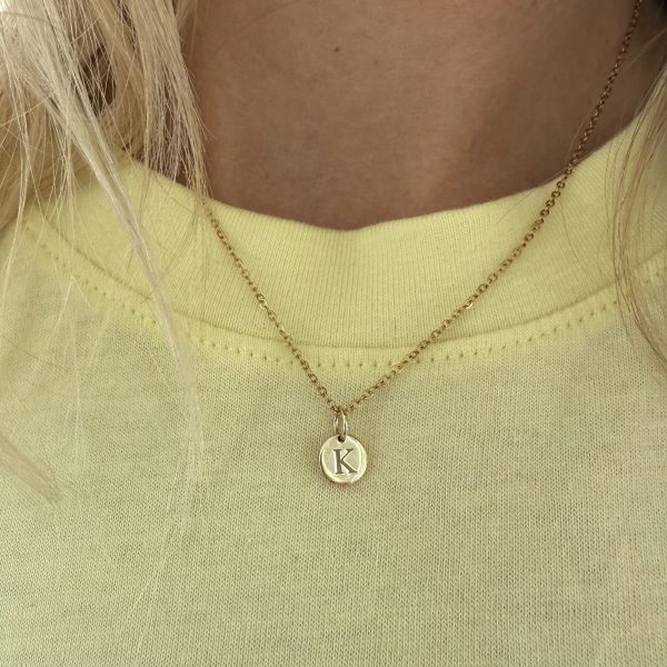 9ct Gold Engraved Disc on Steel Chain