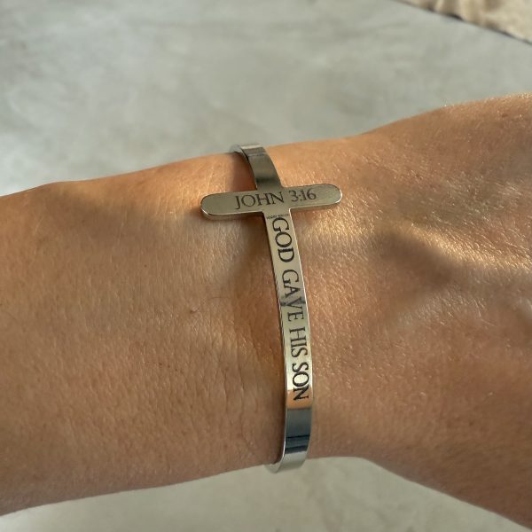 Cross Bangle With Custom Engraving
