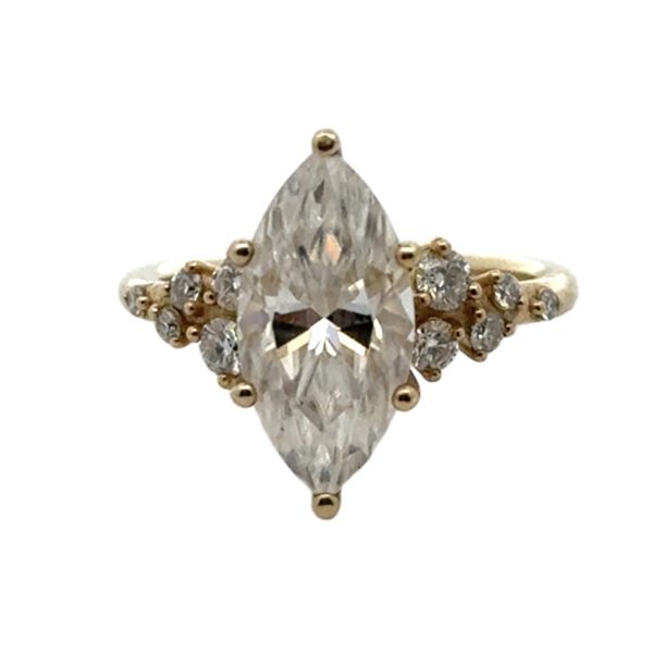 Marquise 2.68ct Moissanite 9ct Yellow Gold Ring