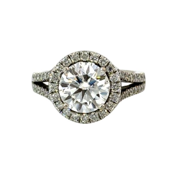 Split Band 2.10ct Round Halo Moissanite & Diamonds Ring