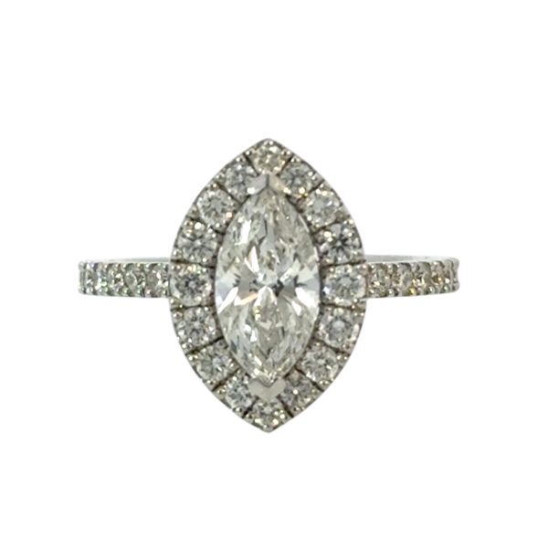 9ct White Gold Marquise Halo Ring