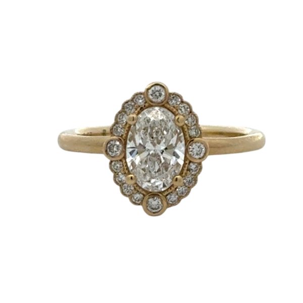 Ruth 0.80ct (E;VS1) Tube Halo Oval Diamond Ring