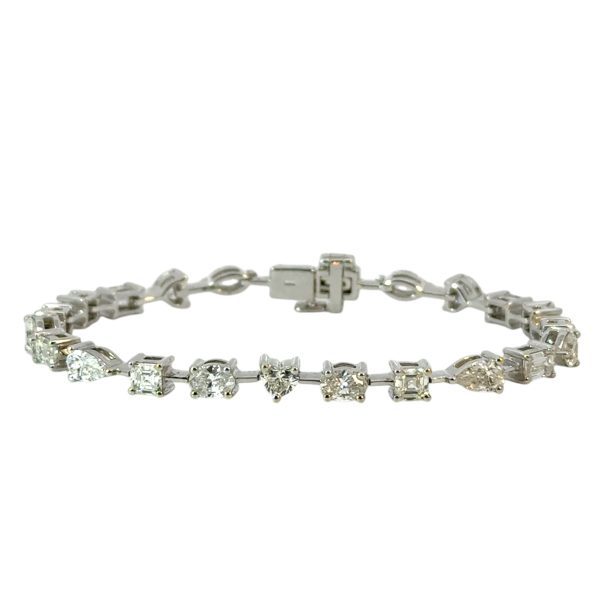 18ct White Gold Lab Diamonds Shapes Tennis Bracelet