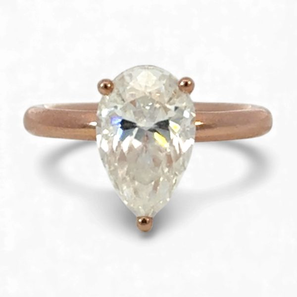 2ct White Pear Moissanite Solitaire Ring