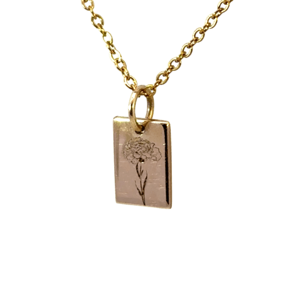9ct Gold Rectangle Disc on Steel Chain
