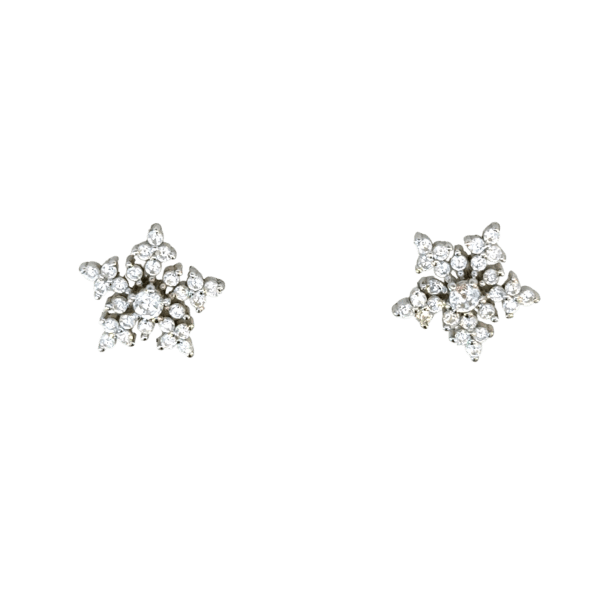 Snowflake Silver Cubics Studs