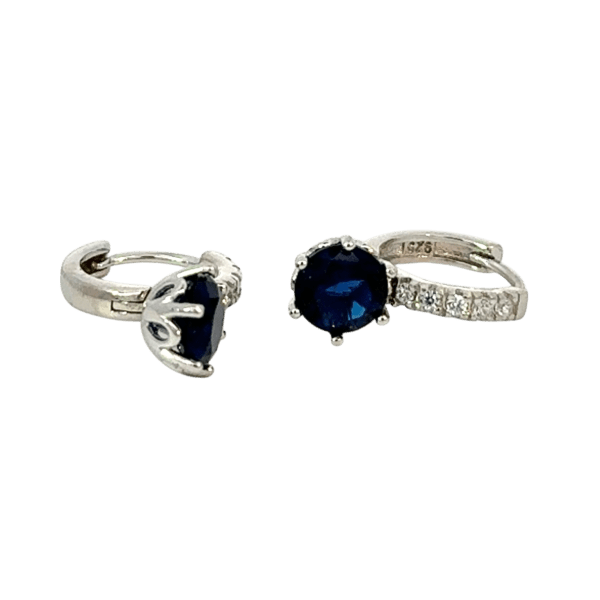Blue Stone on CZ Hoops