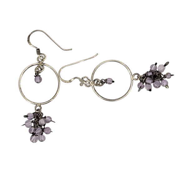Lavender Cluster Dangle Hook Earrings