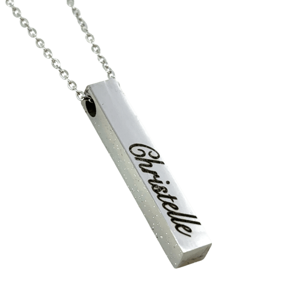 Stainless Steel Bar Pendant With Four Names Engraved
