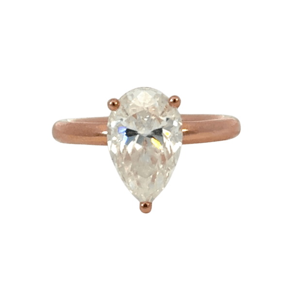 2ct White Pear Moissanite Solitaire Ring