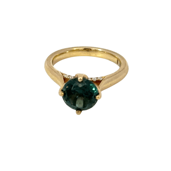 Green Round Solitaire With Hidden Bling