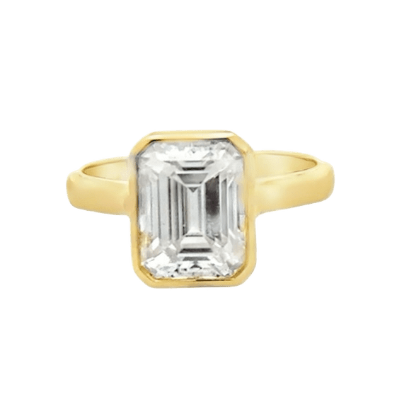 Emerald Cut 3ct Moiss Tube Setting Solitaire