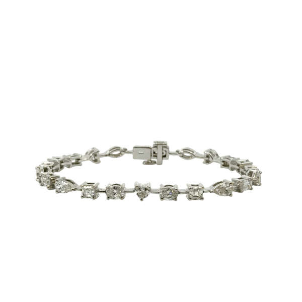 18ct White Gold Lab Diamonds Shapes Tennis Bracelet